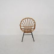 Rohe Noordwolde rattan and metal lounge chair, The Netherlands 1950's