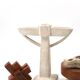Moroccan candle holder in carved white beige stone, 1970s.