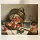 Authentic still life with peaches signed Gaston Hamanovick 1920