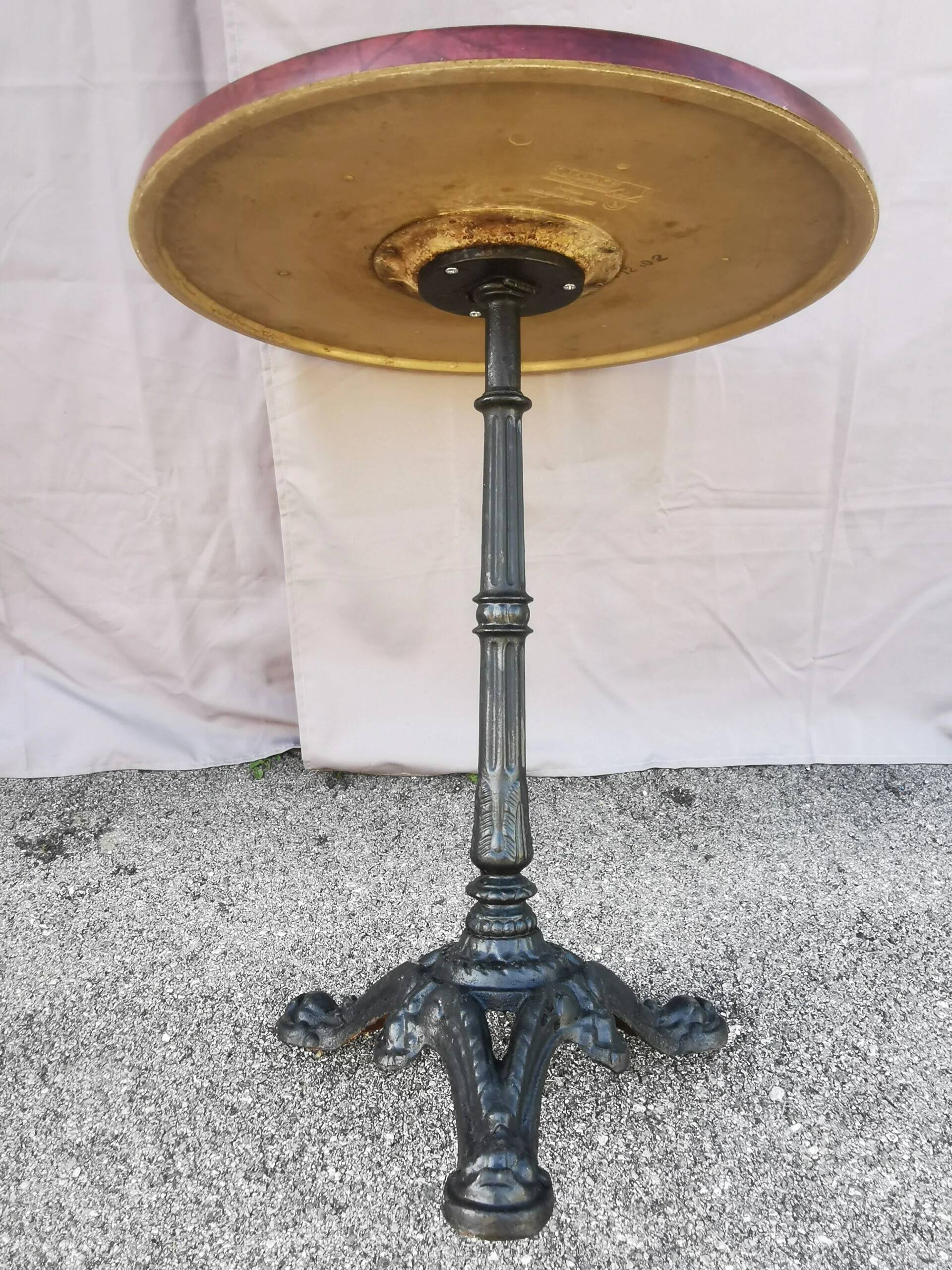 Vintage bistro side table with brown top