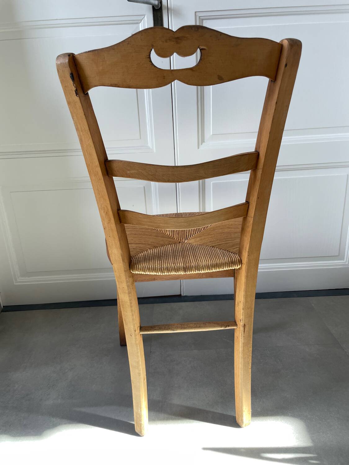 Straw and wood farm chair