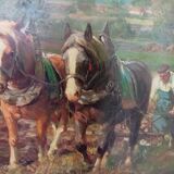 Painting in reproduction of a large-format ploughman