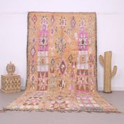 Peach Vintage Moroccan Rug 182 x 348 cm - Berber Wool Rug For Living Room