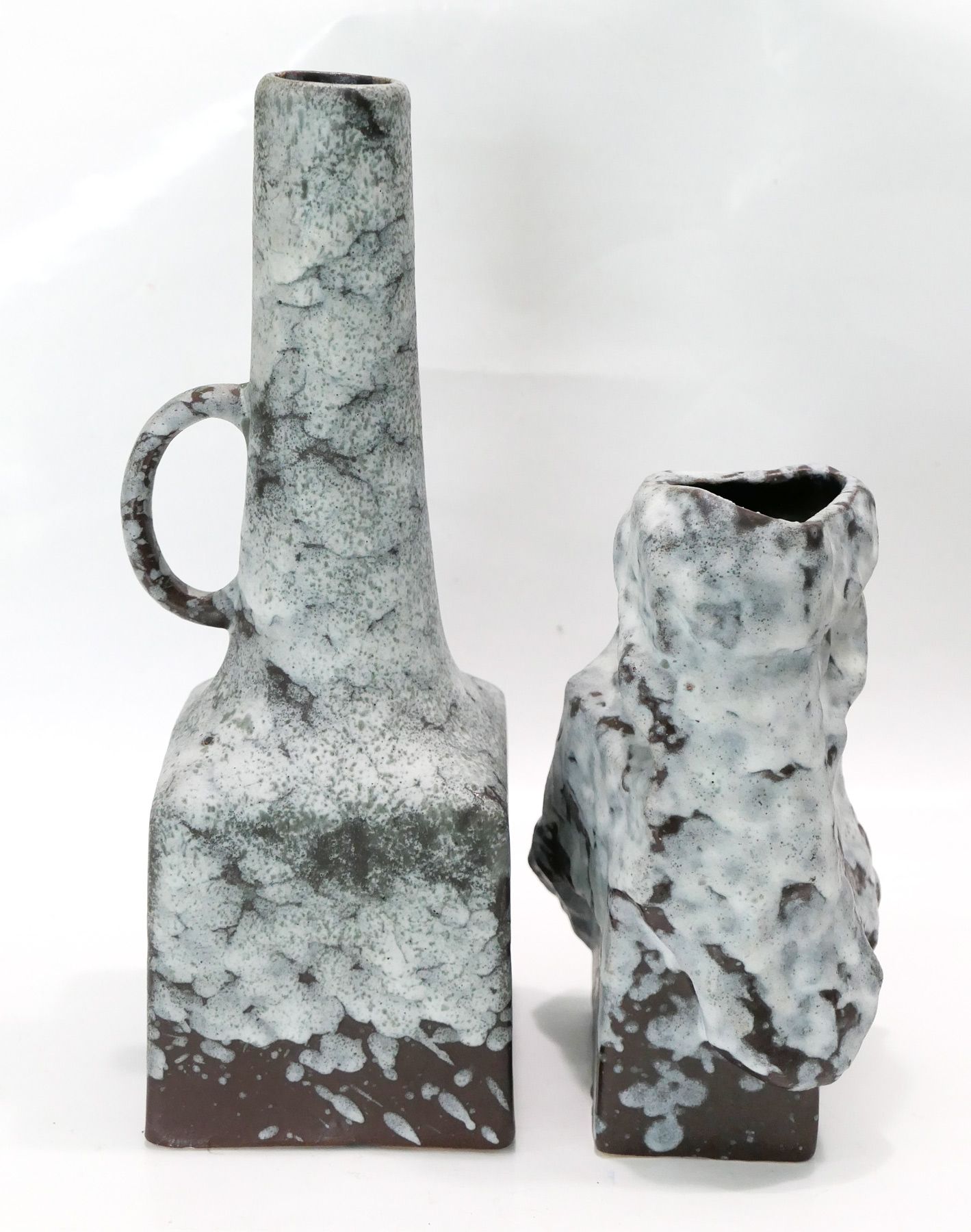 Duo of modernist ceramic vases and brutalist 1960-70 by ES-Keramik Germany