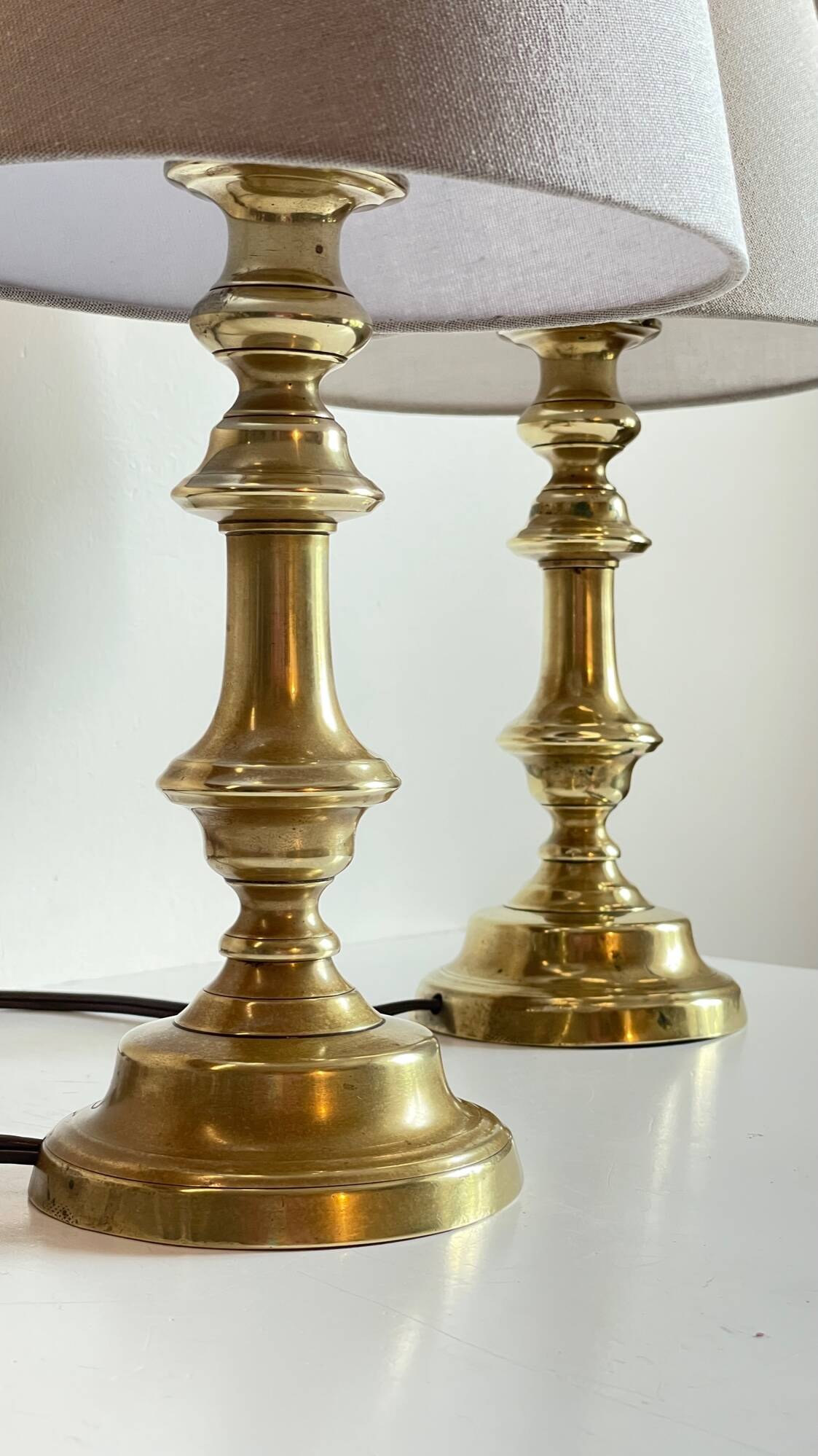 Lamp chic old solid brass candle holder