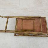 Foldable iron serving table imitation bamboo