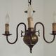 French Vintage Old Aged Bronzed Metal 3 Light Flemish Style Chandelier 4804