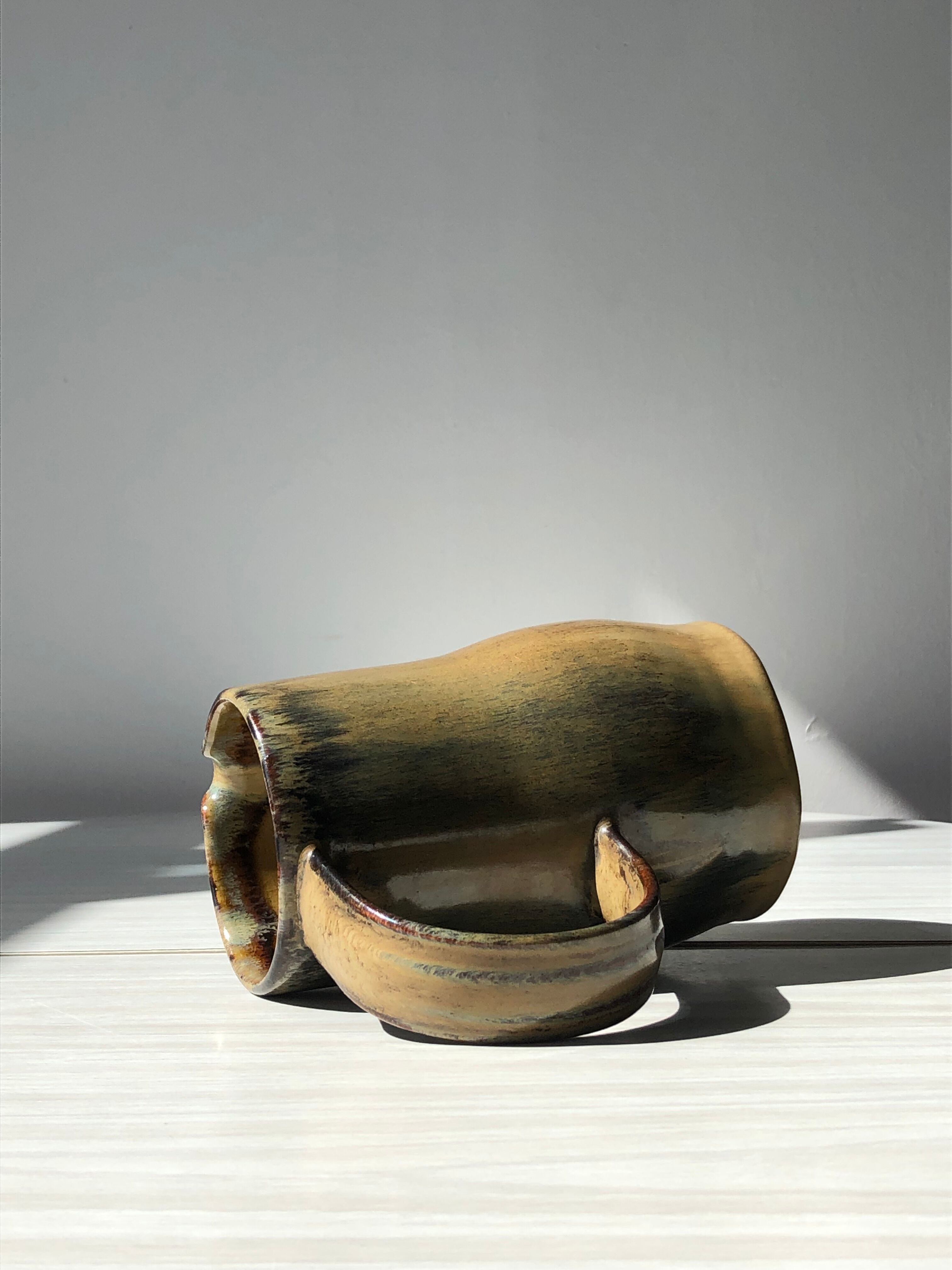 Ceramic spout decanter, brightly coloured and trendy