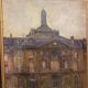 Oil on canvas framed bell tower of a cathedral