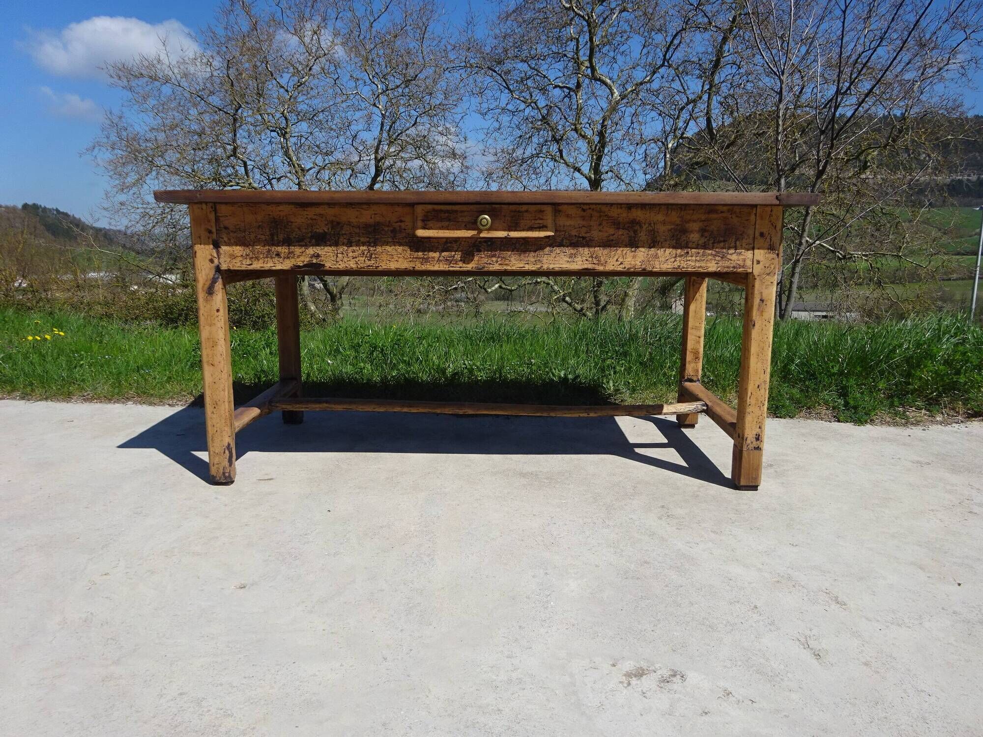 Restored antique farmhouse table, made entirely of solid oak.