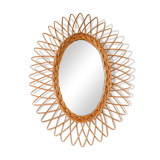 Vintage rattan mirror, 1960s