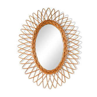 Vintage rattan mirror, 1960s