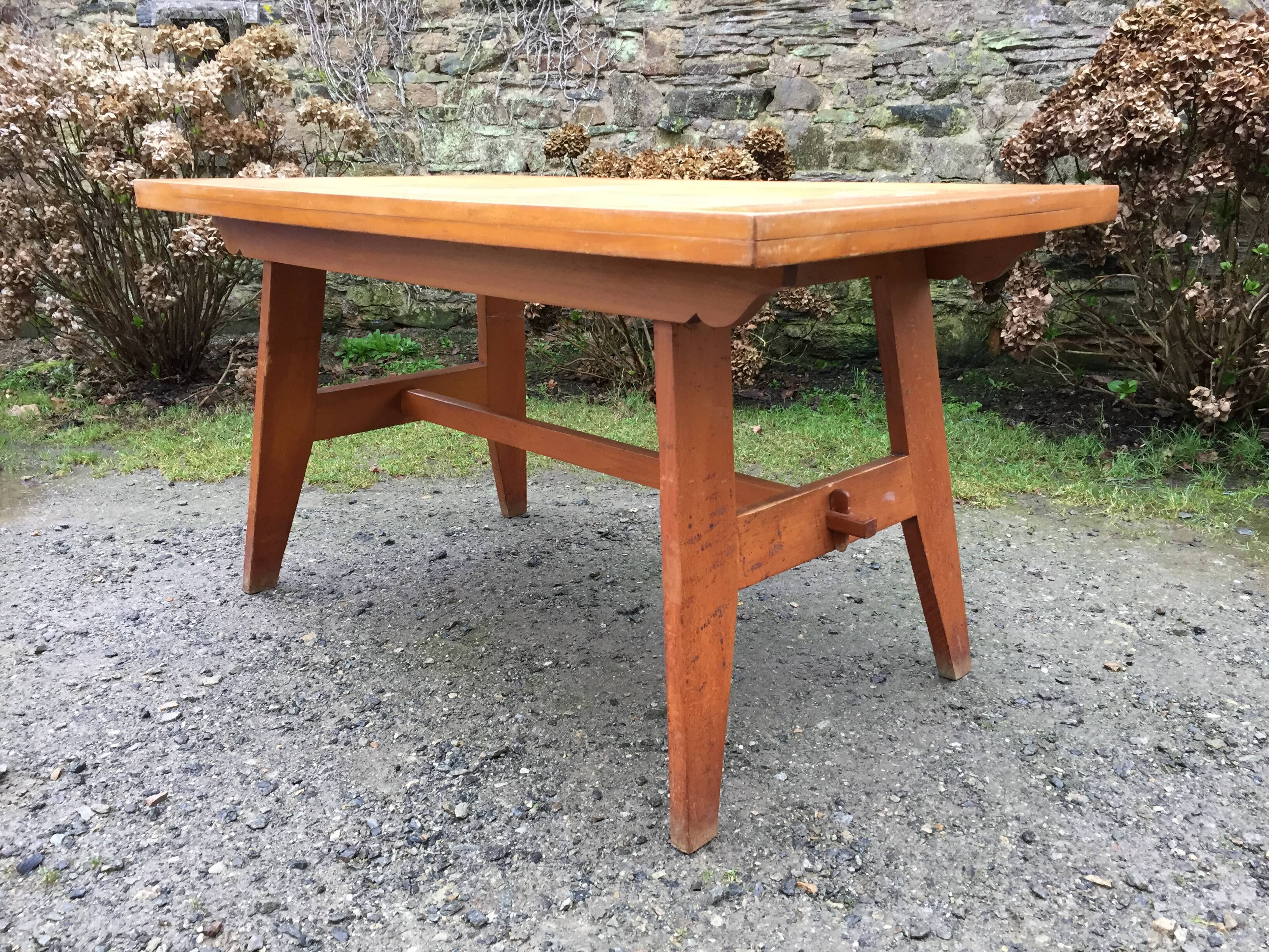 Vintage table René Gabriel in beech period reconstruction