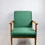Green Velvet Lounge Chair, 1970s