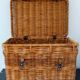 Wicker, rattan & leather travel trunk