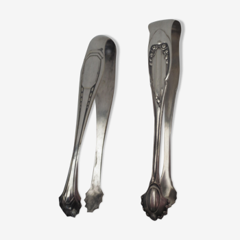 silverware, set of two sugar clips with punches
