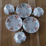 3 cups and saucers in fine porcelain