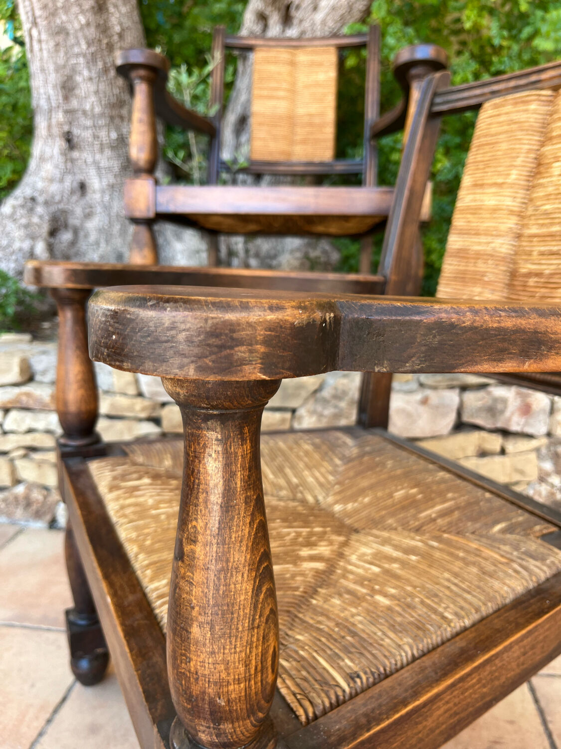Pair of neo-Basque armchairs from the 1950s