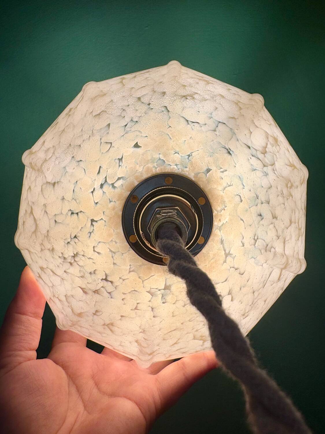 Vintage Art Deco glass pendant light in yellow from Clichy.