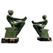 Art Deco Sculptural Bookends by Max Le Verrier, Paris, France, 1925, Set of 2