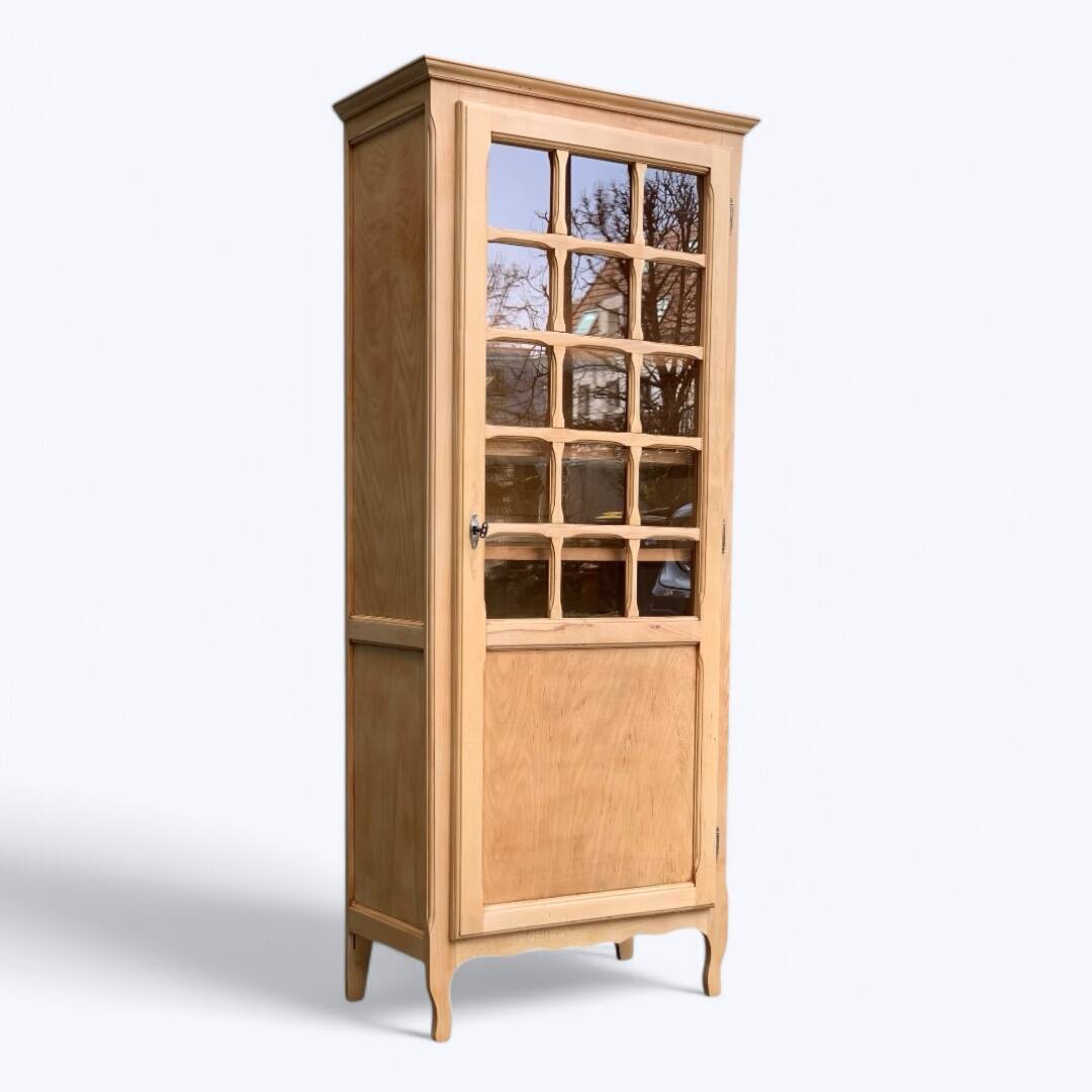 Parisian glass cabinet, raw wood, 1960s