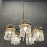 Mid-Century Italian Murano Glass Rod Chandelier, 1980s