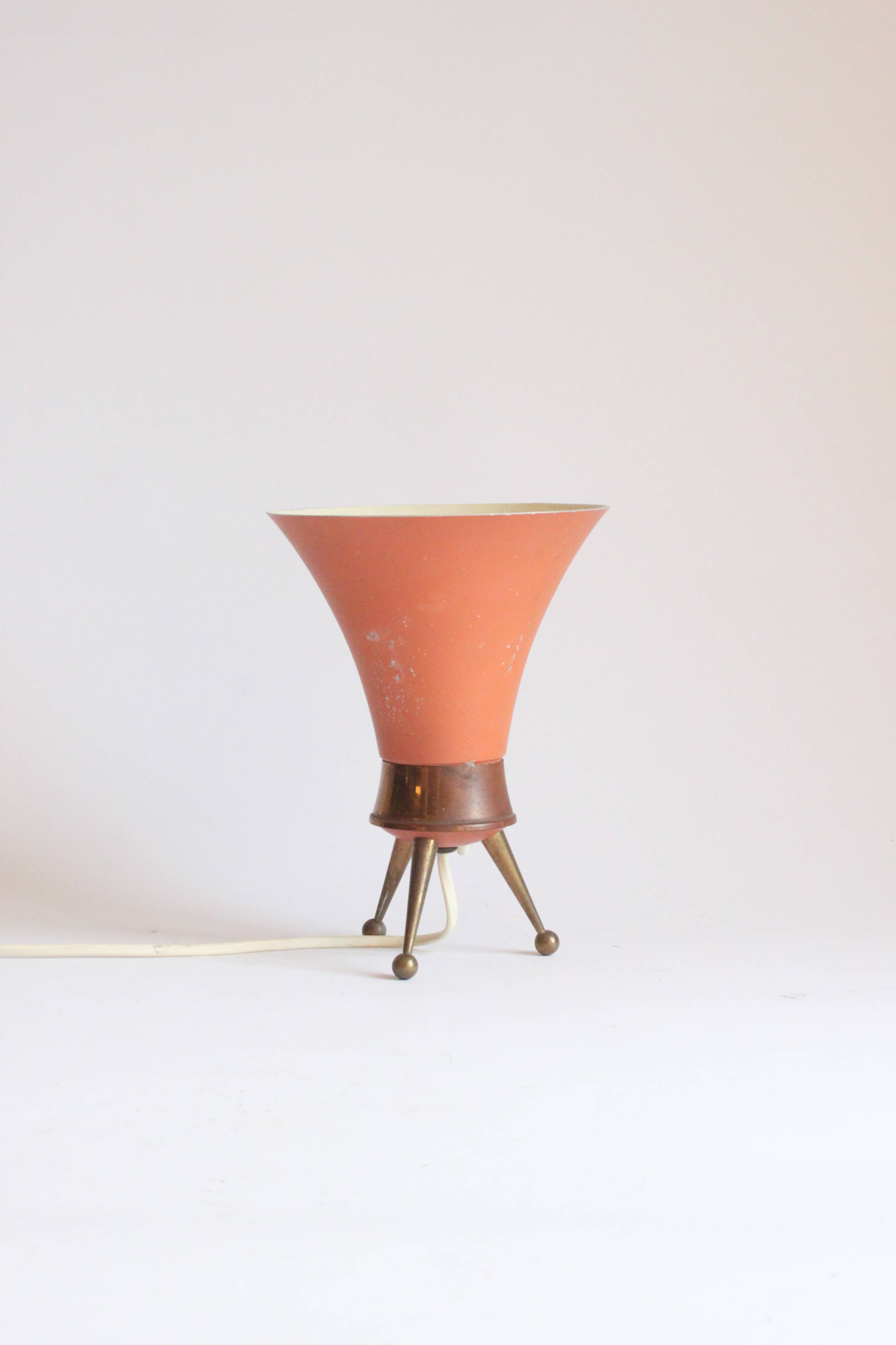 Brass tripod table lamp, 1950s