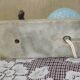 Elephant lamp tedd art deco marble base Clichy blue shade 4194