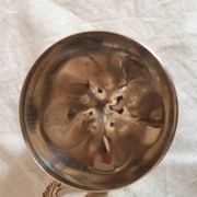 Vintage hollywood regency style apple shaped silver metal box