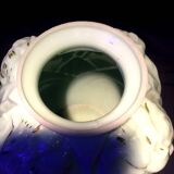 1930s-1940s vase in green opaline with floral decoration