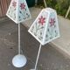 Pair of vintage mosaic glass lamps — Floral patterns