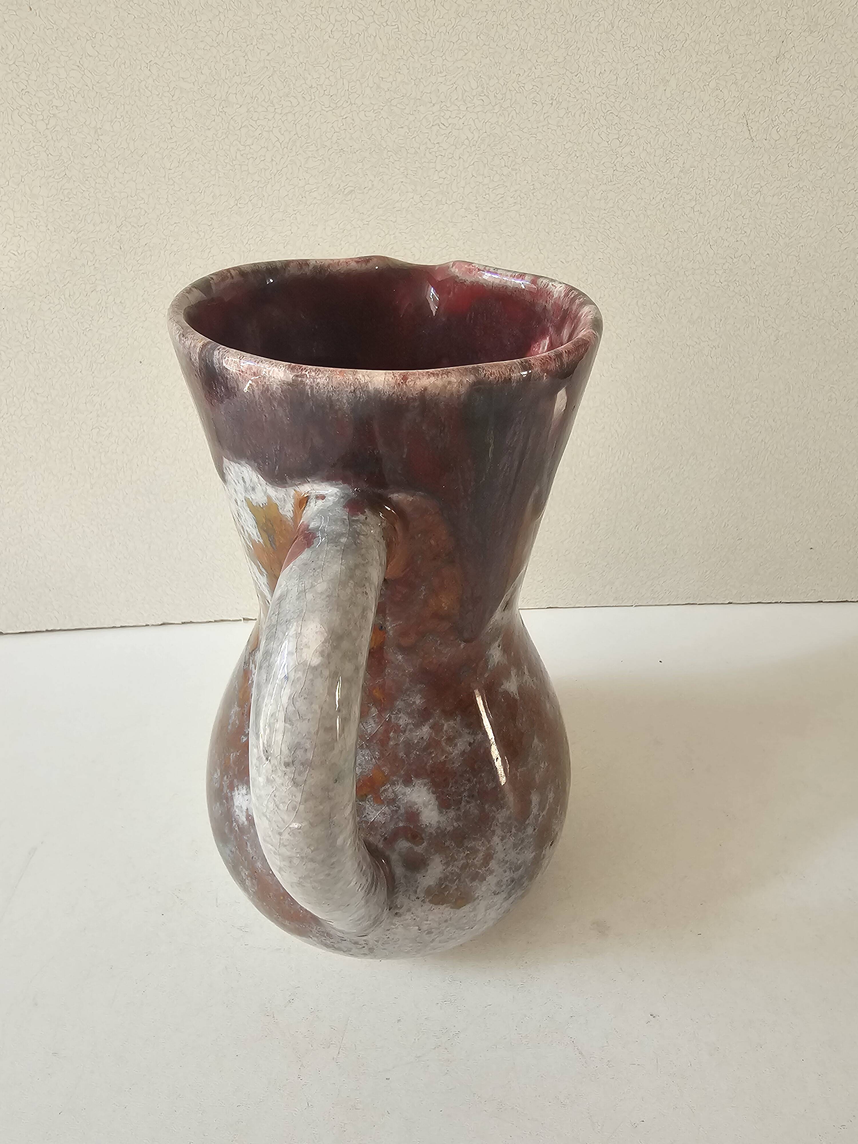 Glazed ceramic pitcher signed Morvan (Design by Gaston Gaubier)