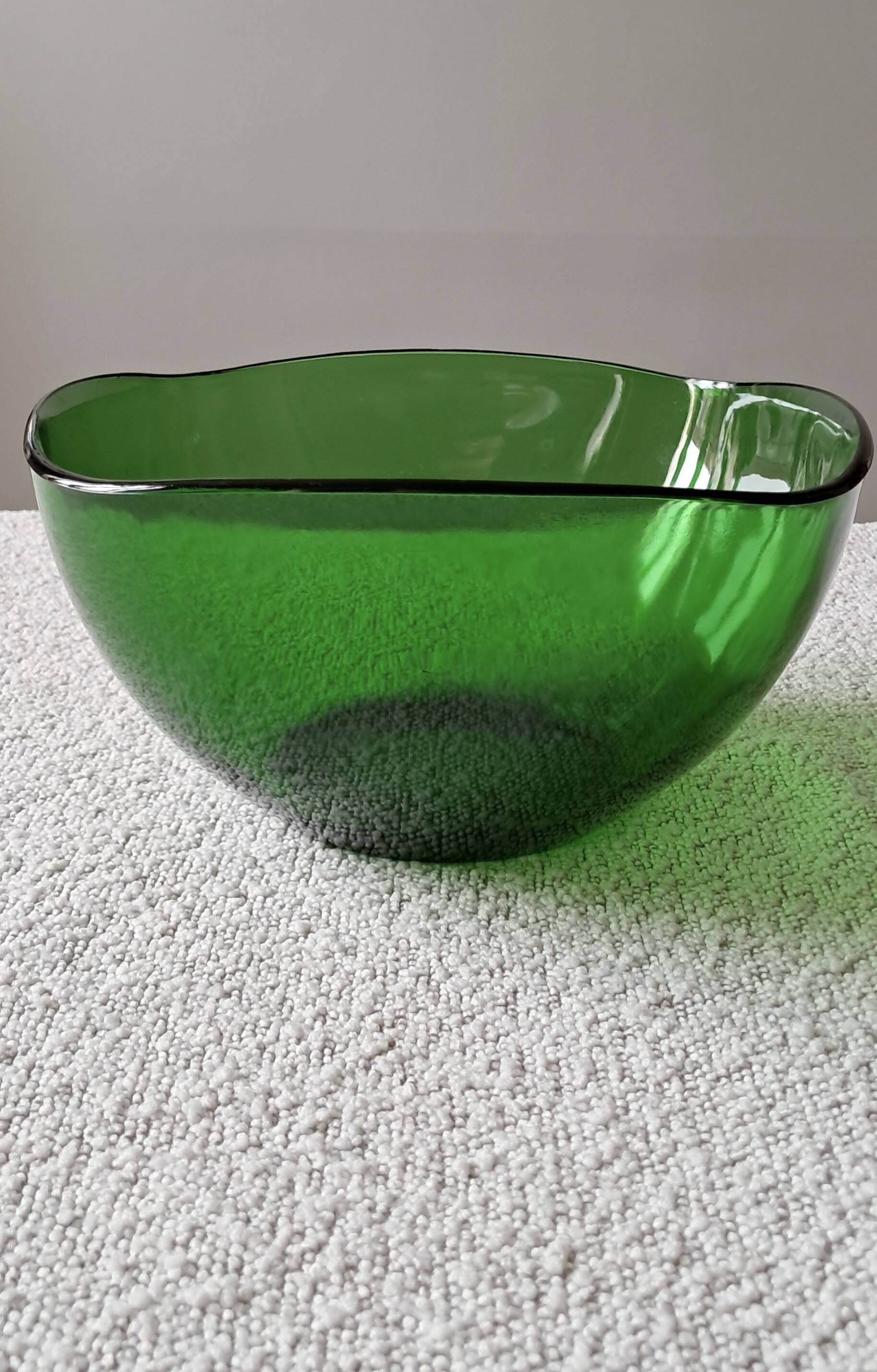 Vintage emerald green salad bowl made in France.