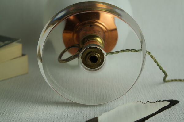 Lampe globe verre cuivre et laiton vintage
