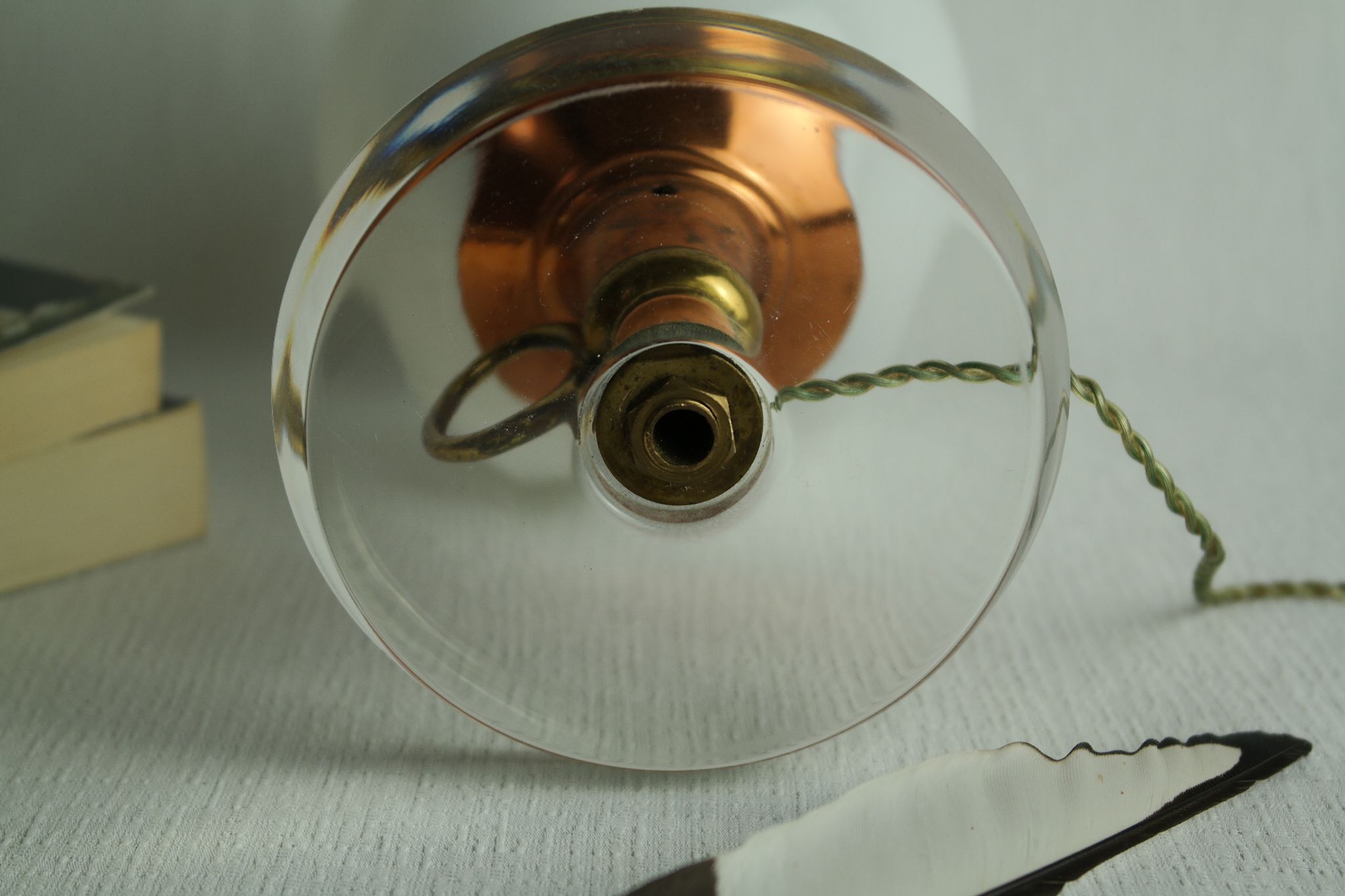 Lampe globe verre cuivre et laiton vintage