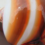 Vase vintage en opaline florentine orange et blanche