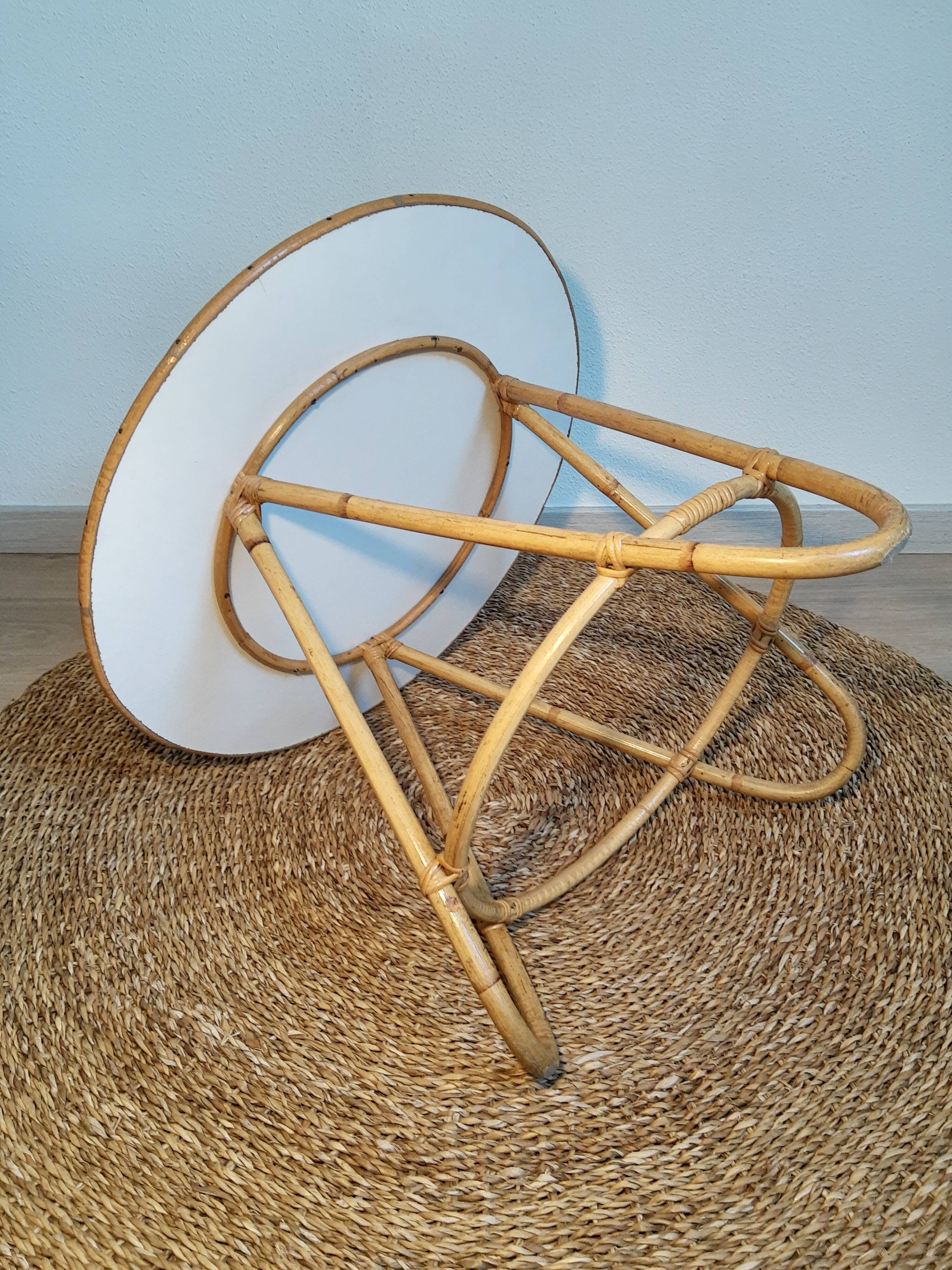 Vintage restyled rattan tripod table