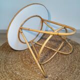 Vintage restyled rattan tripod table