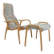 Fauteuil vintage Swedese Lamino et repose-pieds en peau de mouton grise