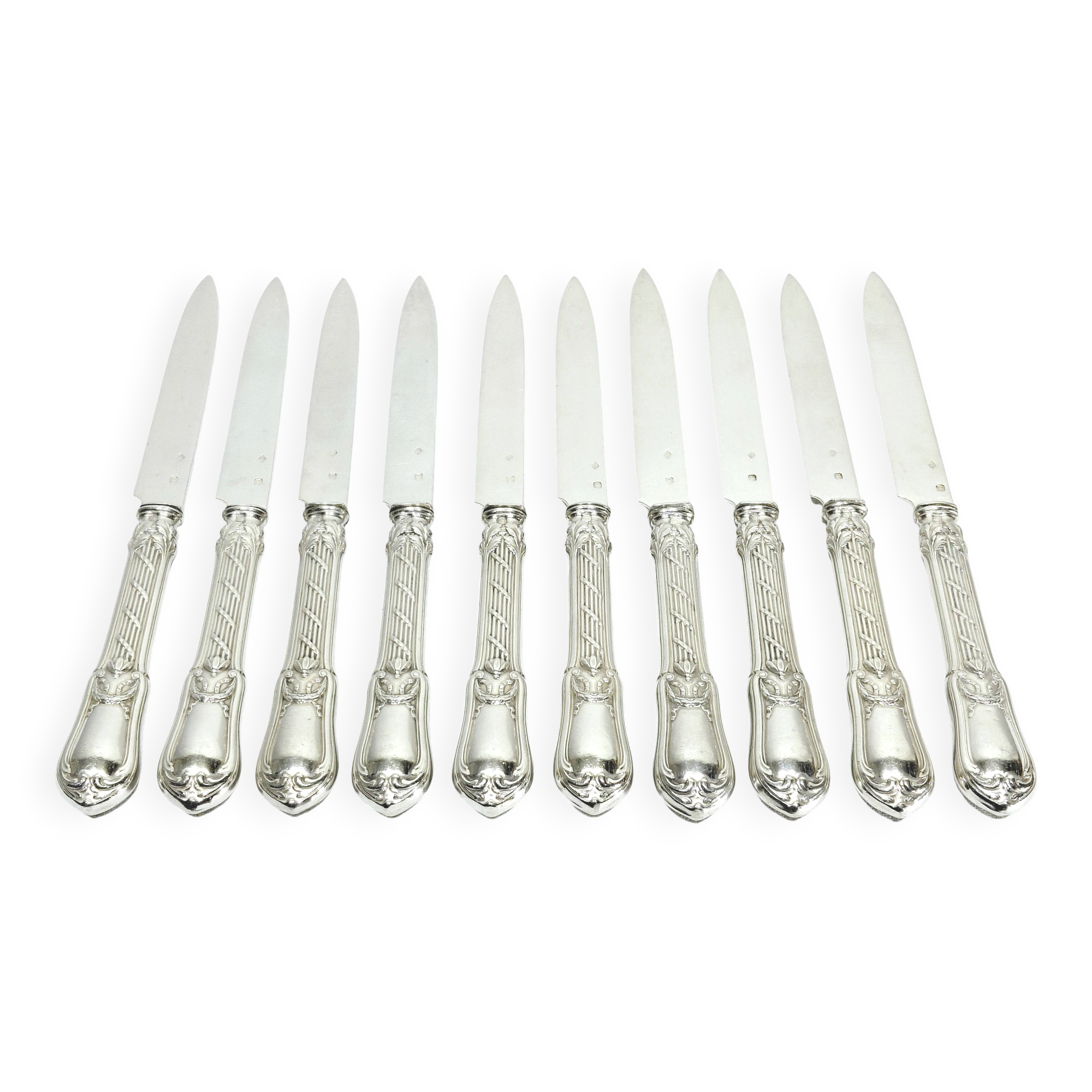 10 silver fruit knives in Louis XVI style