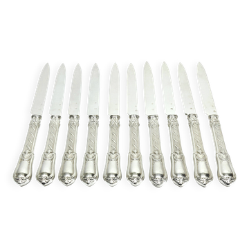 10 silver fruit knives in Louis XVI style