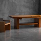 Alpine elmwood dining table in the style of Pierre Chapo, France, 1960s