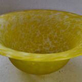 Coupe saladier verre sablé tacheté jaune