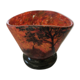 Glass paste vase signed