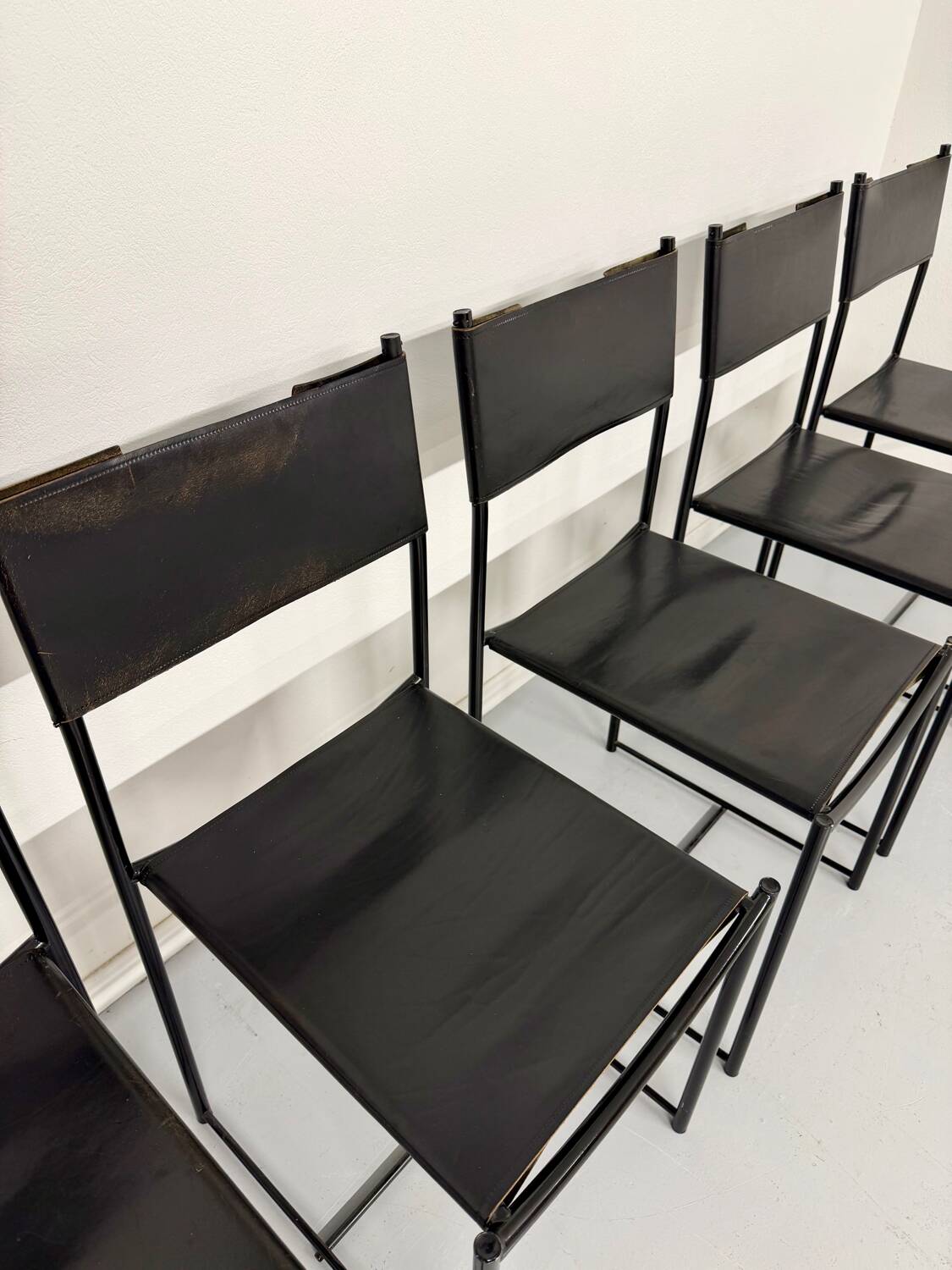 6 chaises en cuir « 101 » design italien Belotti Alias 1980 vintage