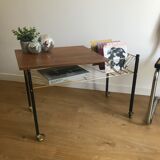 Vinyl rack side table with wheels