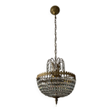 Brass tassel basket chandelier