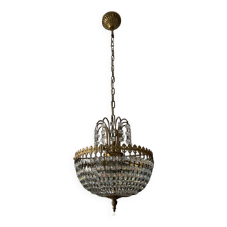 Brass tassel basket chandelier
