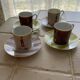 4 cups and saucers porcelain Menard de Noblat - shopping series