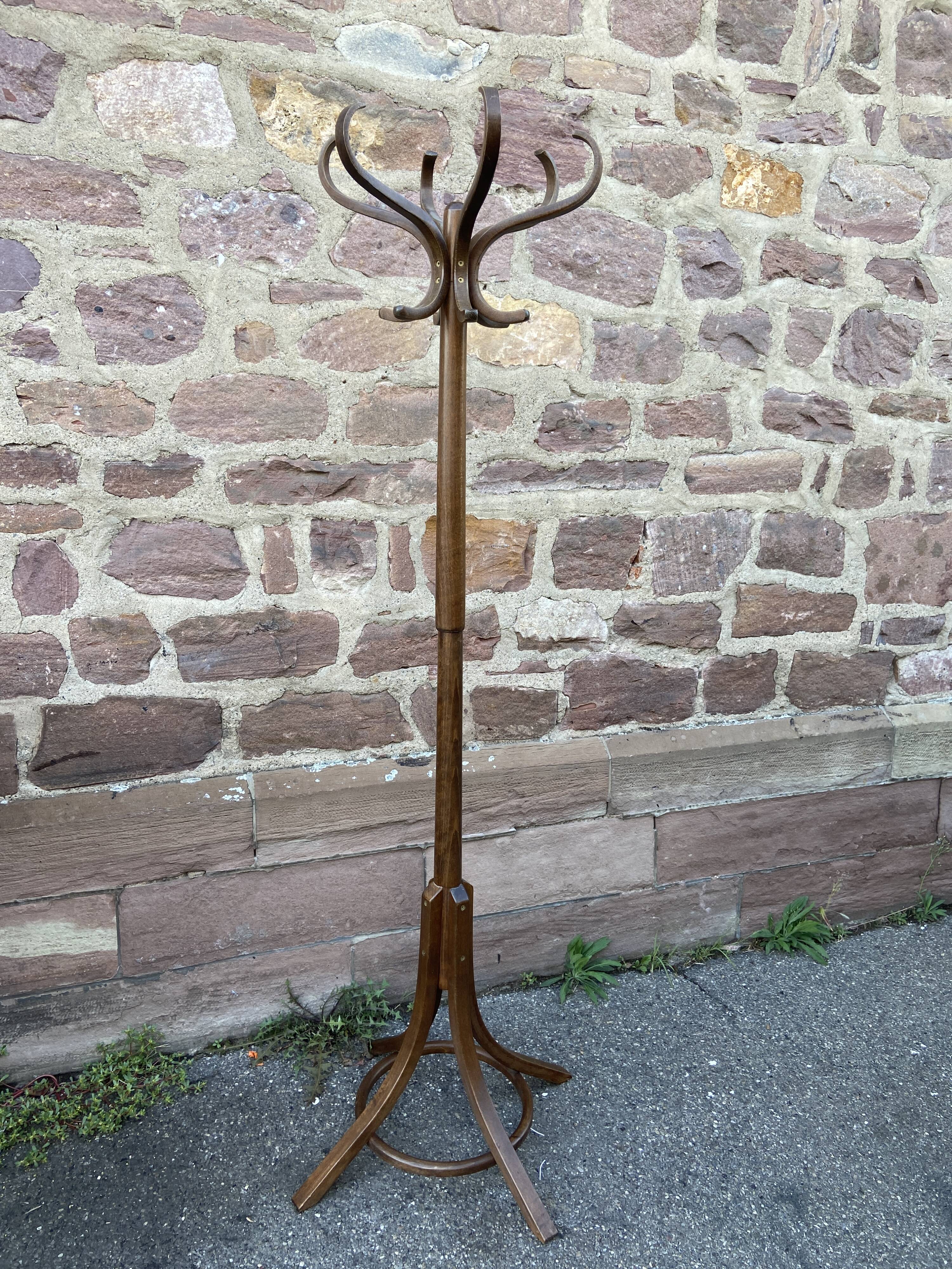 Vintage parrot standing coat rack 1980 curved wood